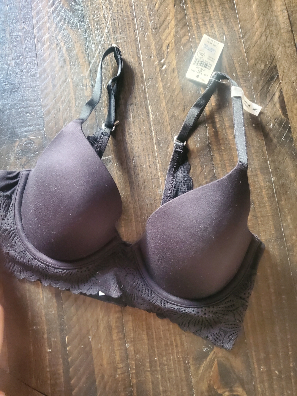 aerie Lace-Trim T-Shirt Bra in Black
